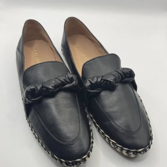 Cole Haan Black Leather Loafers with Braided Detail - Picture 2 of 2